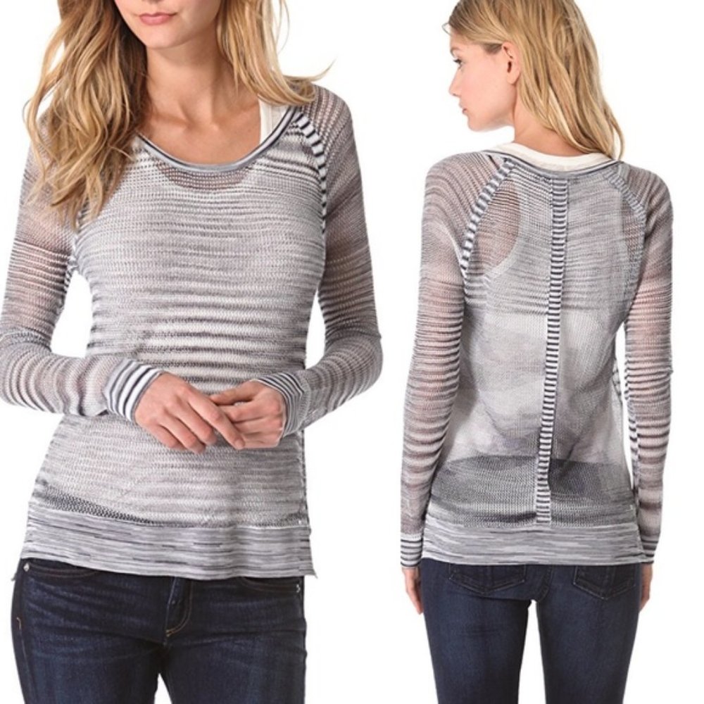 rag & bone Gray Striped sheer sweater